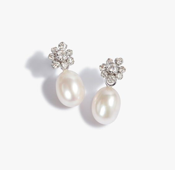 Marguerite 18ct White Gold Pearl & Diamond Earrings